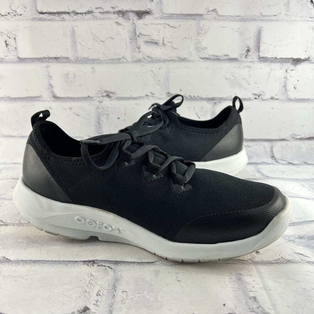OOFOS OOMG Sport LS Recovery Sneaker Mens 9.5 Black White Athletic Shoe